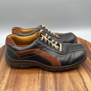 Skechers Shoes Mens 8 Dark Brown Leather Comfort Casual Lace Up Sneakers Trendy